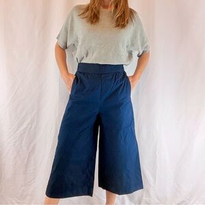 Madewell navy wide-leg high-waisted crop 100% cotton pants size XS